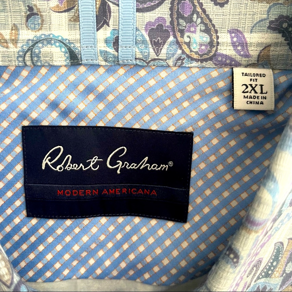 ROBERT GRAHAM ‘SHAW’ PLAID PAISLEY SHORT SLEEVE TAILORED FIT SHIRT - Picture 11 of 12